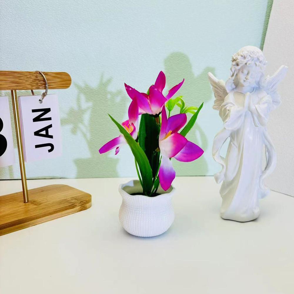 Flower Narcissus Potted With Silk Plastic Material For Home Garden Studio Decor