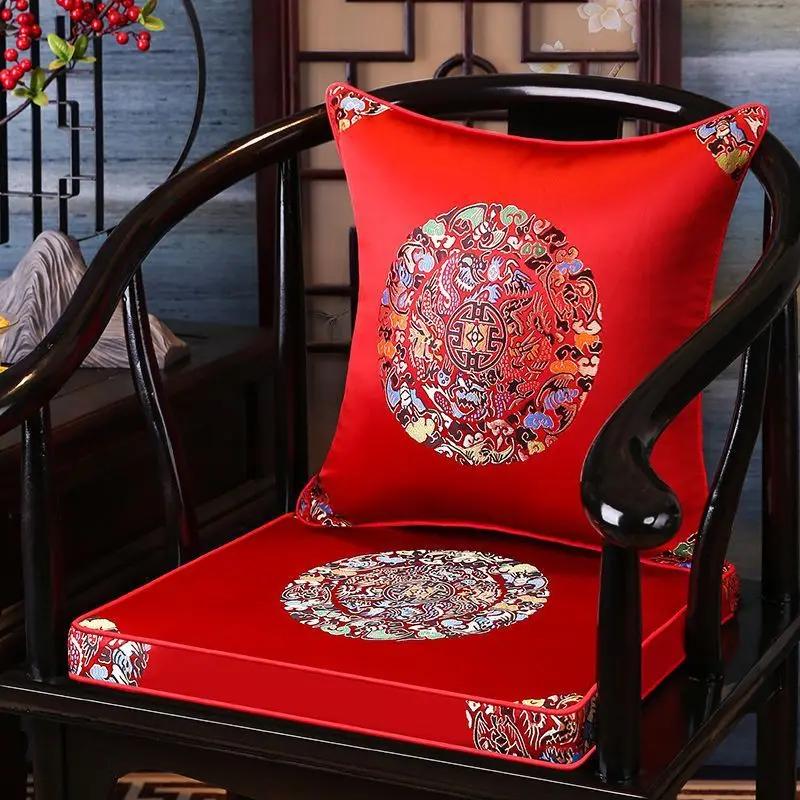 

Chinese Classical Solid Wood Home Dining Chair Cushion Mahogany Furniture Cushion Taishi Chair Seat Pad Removable Washable 45x45cm pillowcase