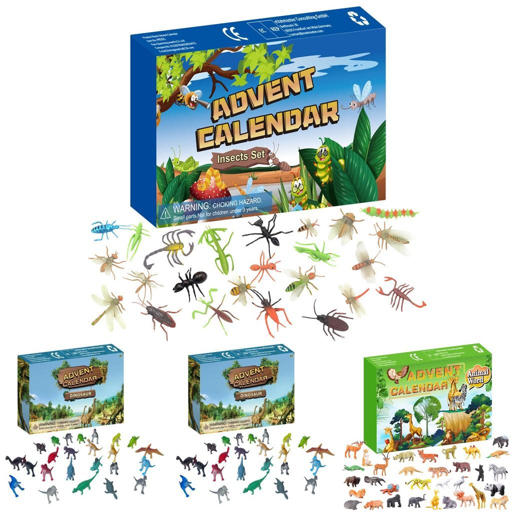 24 Animals Countdown Calendar Kit Christmas Home Decor With Plastic Figures For Childrens Holiday Gift