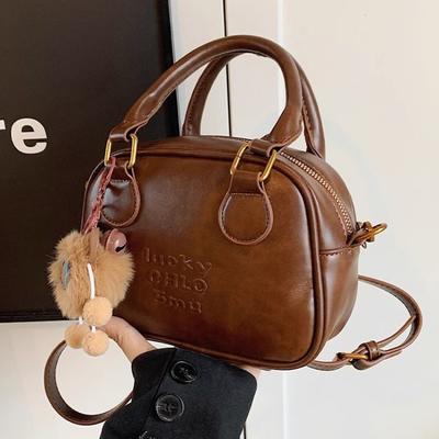 Customer Order Niche Retro Bowling Bag Women's 2025 New Shoulder Messenger Bag High-end Texture Women's Handbag