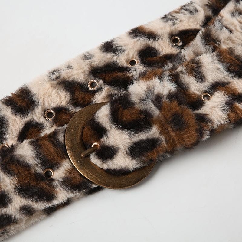 Leopard Print Fur Belts Chic Warm Hip hop Adjustable Accessorie Y2K Aesthetic 2000s Jeans Belt punk Personalized Grunge Belt