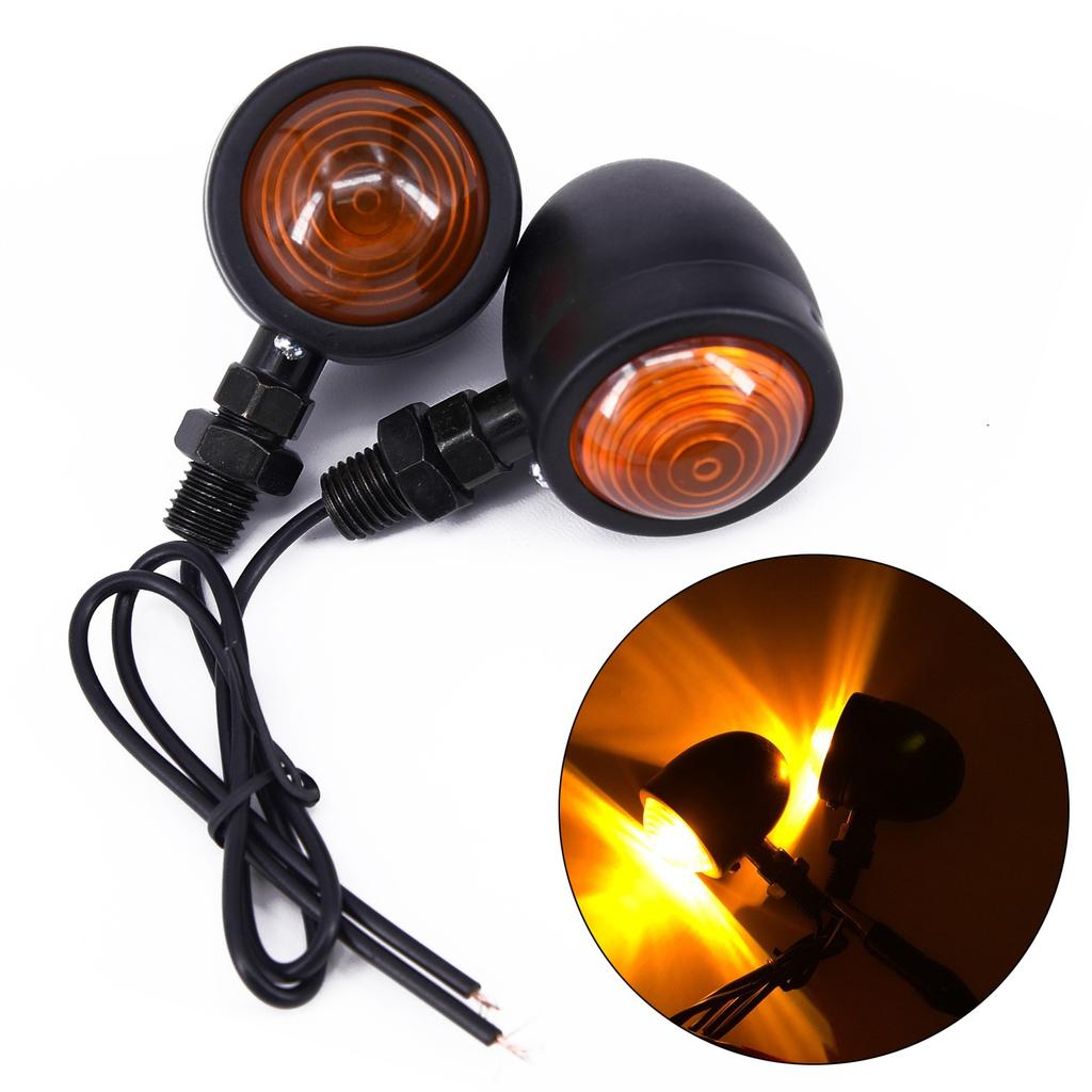 Replacement Lights Lamp Part Decor Set 2Pcs Black Motorcycle Cafe Turn Signal
