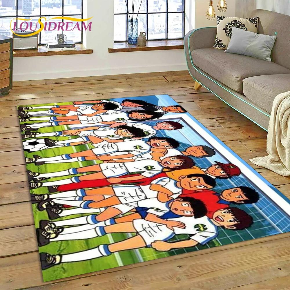 3D Cartoon Captain Tsubasa Fußballteppich für Schlafzimmer Wohnzimmer Heimsofa Dekoration, Kinderspiel Große Dekor Bodenmatte