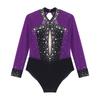 Kids Girls Ballet Dance Leotard Dress Figure Skating Rhythmic Gymnastics Bodysuit Shiny Rhinestones Mesh Skirted Jumpsuit