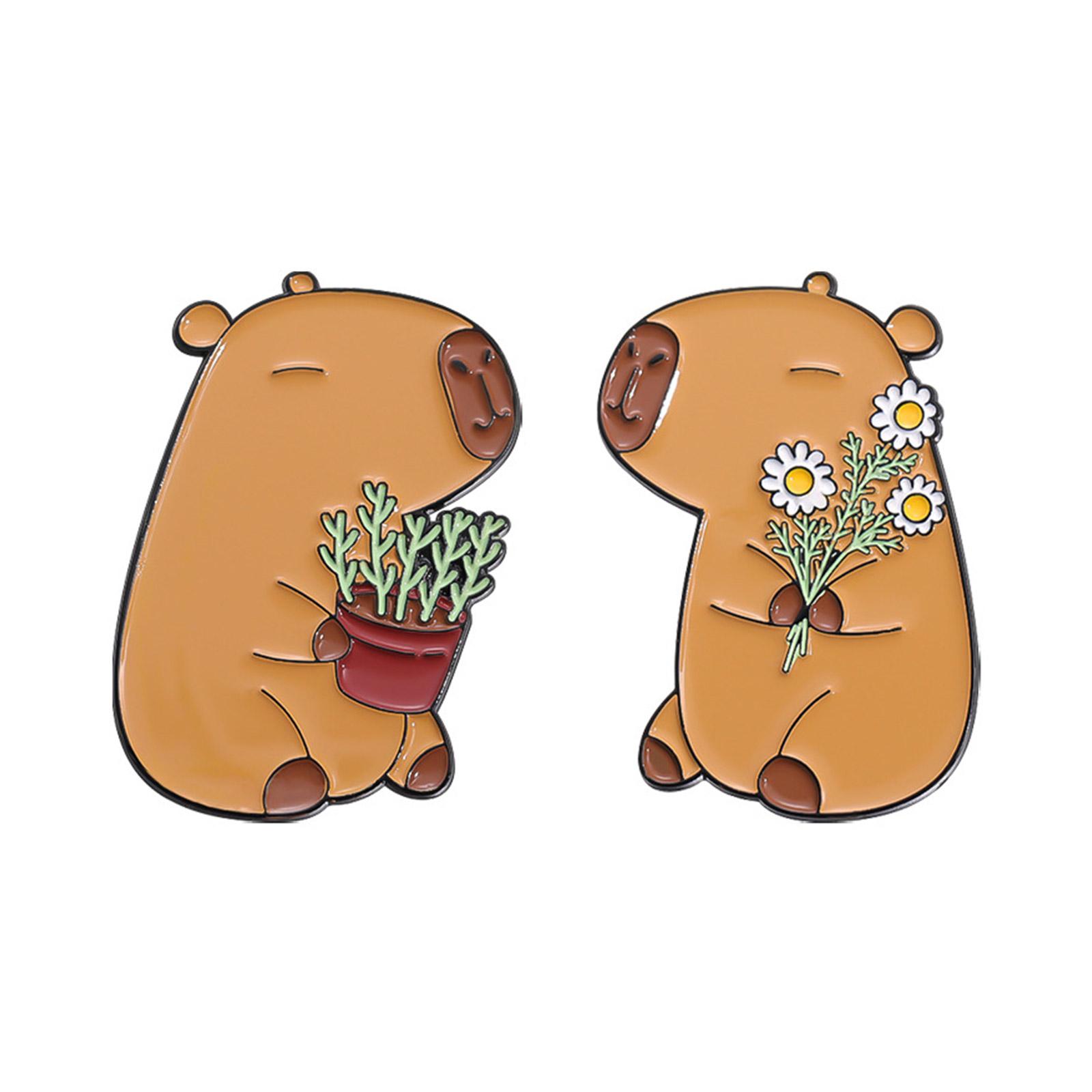

1 Pair Capybara Lapel Pin Cartoon Animal Backpack Badge Fashionable Brooch Handmade Accessory for Women Daily Wear