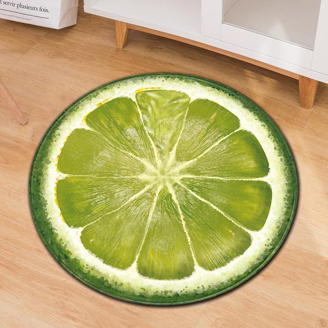 Vzor plátků ovoce Kulatý koberec Obývací pokoj Ložnice Protiskluzový Pratelný Dekorativní kobereček Podložka pod počítačovou židli Měkká hrací podložka pro miminka