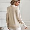 Autumn Winter Women's Sweater Patchwork Lace Round Neck Long Sleeve Button Pullover Knitwear Women