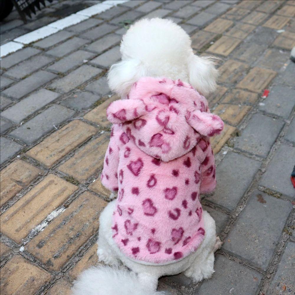 Winter Pet Dog Clothes Warm Fleece Dog Hoodie Leopard Dog Coat Jacket French Bulldog Clothing for Small Dogs Pets Costumes