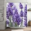 Beautiful Lavender Design Waterproof Shower Curtain Heat Resistant Machine Washable Non-Transparent 180x180cm