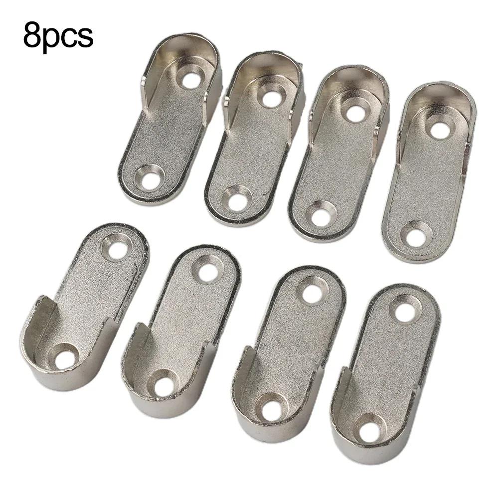 2/4/8 Pcs Closet Brackets 47*19*2mm Silver Zinc Alloy Wardrobe Clothes Tube Support Rod Pole End Thickening Holder Accessories