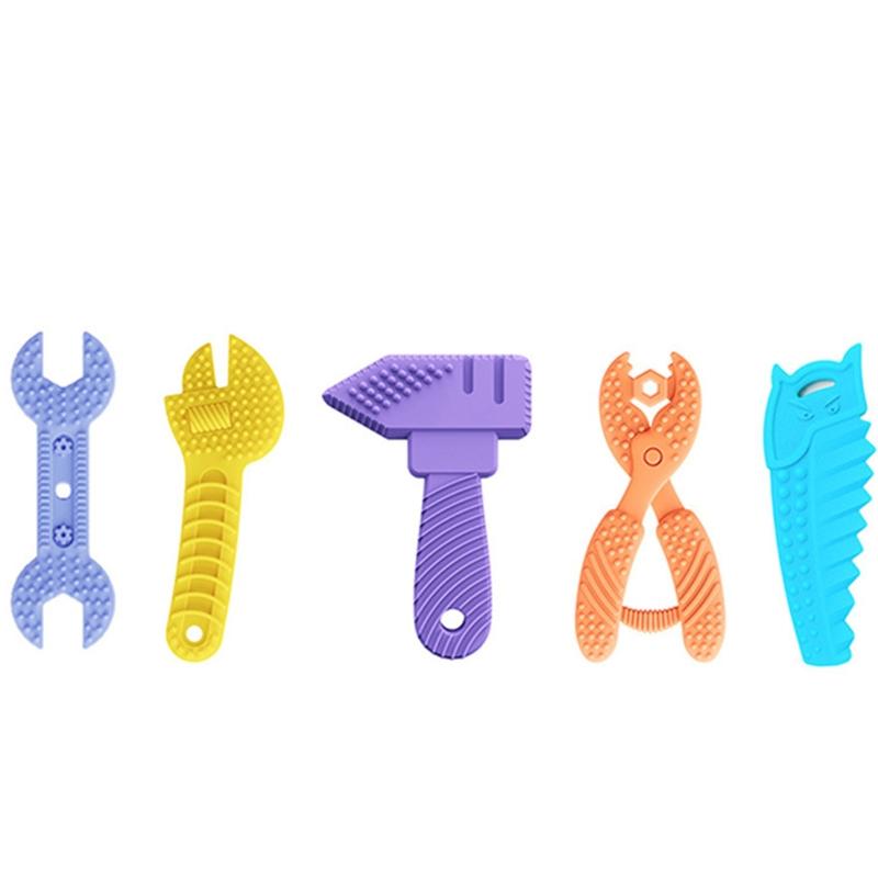 Hammer Wrench Spanner Pliers Shape Molar Supplies Chew Toys Silicone Baby Teether Toy Teething Relieve Stress Gum