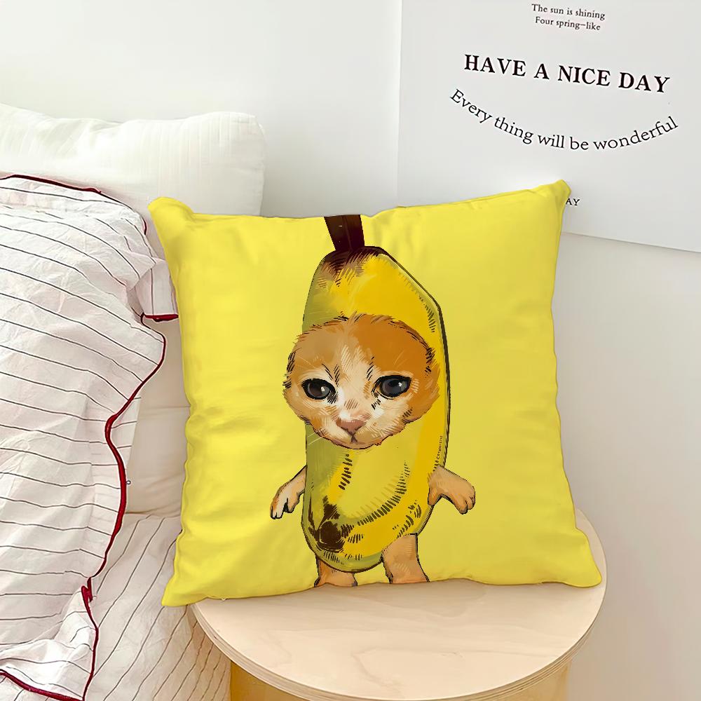 banana cat meme abstract funny painting Comfortable soft Pillow Case for Sofa Living Room Home office Decor Protective Covers