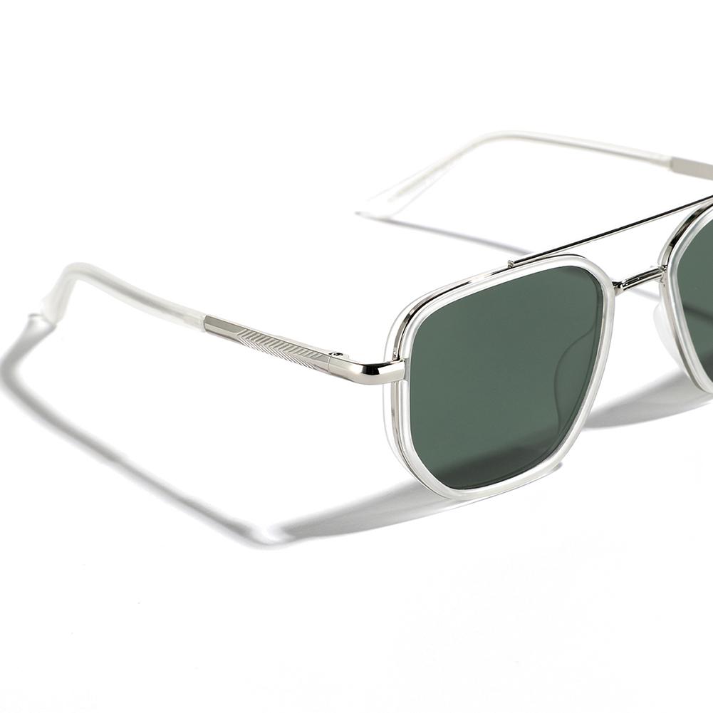 Peekaboo TR90 Polarized Sunglasses Men Retro Style Metal Square Sun Glasses for Women Double Bridge Driving Green Black Uv400