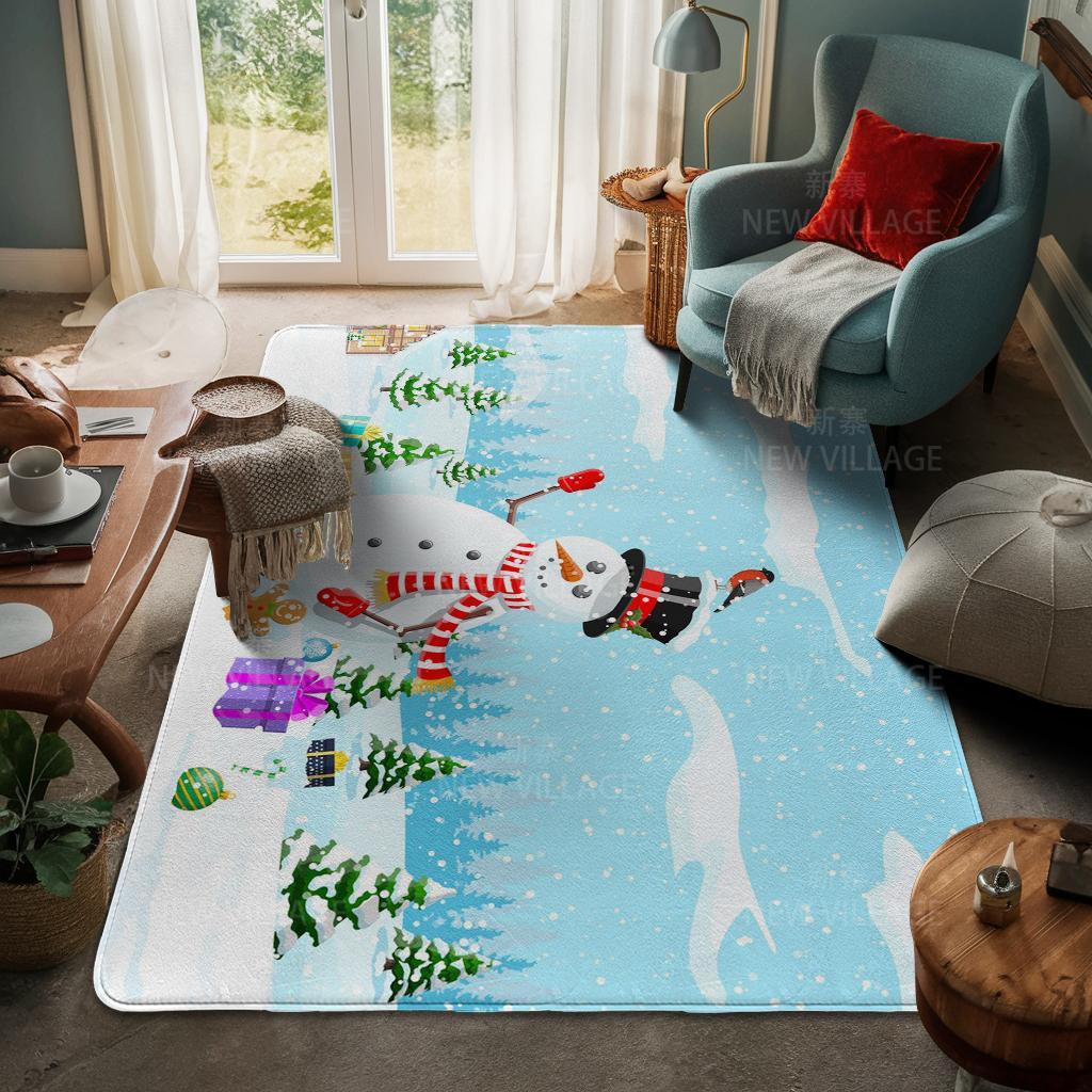 House Entrance Carpet Home Door Mat Living Room Bath Foot Bathroom Non-slip Water Absorption Rugs Bath Merry Christmas Winter
