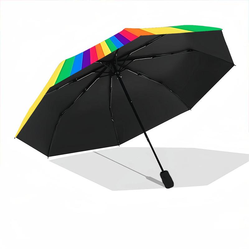 1pc Color Wheel Rainbow Colors Automatic Folding Umbrella - Design, Durable Iron Frame for Travel, Outdoor, Beach Fashion Accessory a0920004