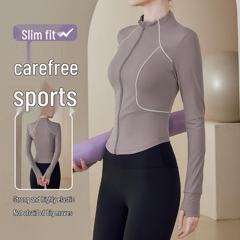 Damen High-End Outdoor Radfahren & Fitness Stehkragen Yoga Jacke