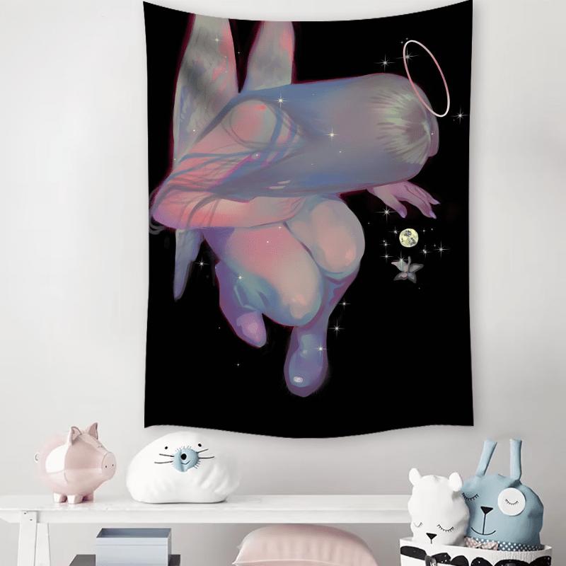 

Ангельский гобелен, освещенная ангельская фреска в детской комнате или игровой комнате, большой декоративный подвес, добавляющий волшебного очарования 74x94cm(29x37in)