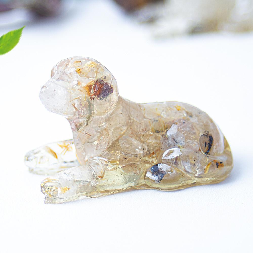 White Crystal Resin Dog Statue With Modern Design For Living Room Decor Gift
