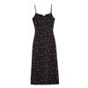 Cotton Rose Print U-neck Suspender Dress Womens Summer Latest Slit Sexy Dress