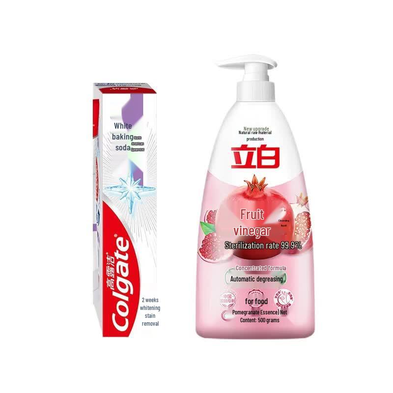 Colgate Spearmint Baking Soda Toothpaste & Pomegranate Fruit Vinegar Bundle