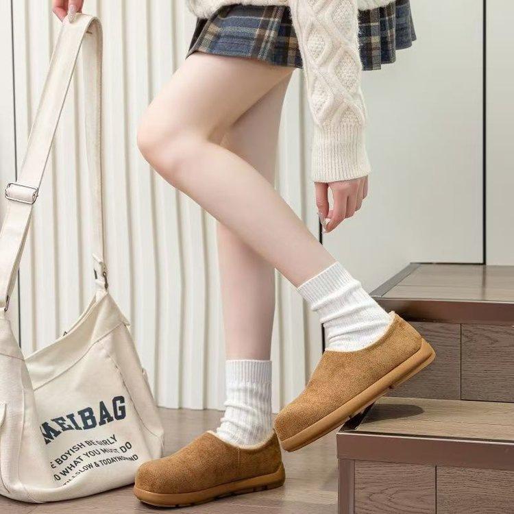 

Brown platform Birkenstocks short snow boots velvet warm autumn and winter new cotton shoes 35
