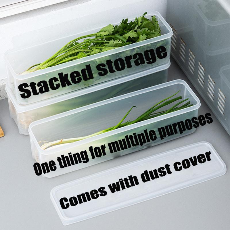 3-Pack Kitchen Long Rectangular Food Storage Containers, Plastic Reusable Refrigerator Organizer Boxes