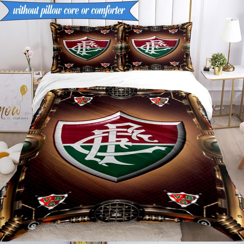 3PCS Soccer Club Emblem Design Printed Soft Bedding Set,Including 1pc Duvet Cover And 2pcs Pillowcases Perfect for Bedroom, Dormitory, Fan Gift
