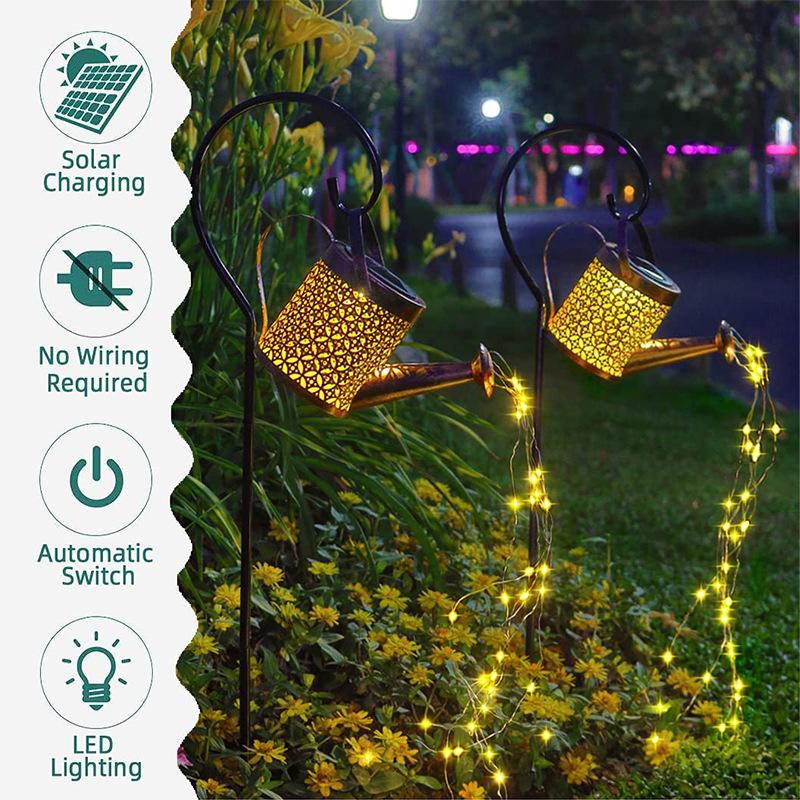 Solar Watering Can Light Hanging Kettle Light Outdoor Garden Decoration Waterproof Stake Light Villa Path Terrace Lawn Lamp