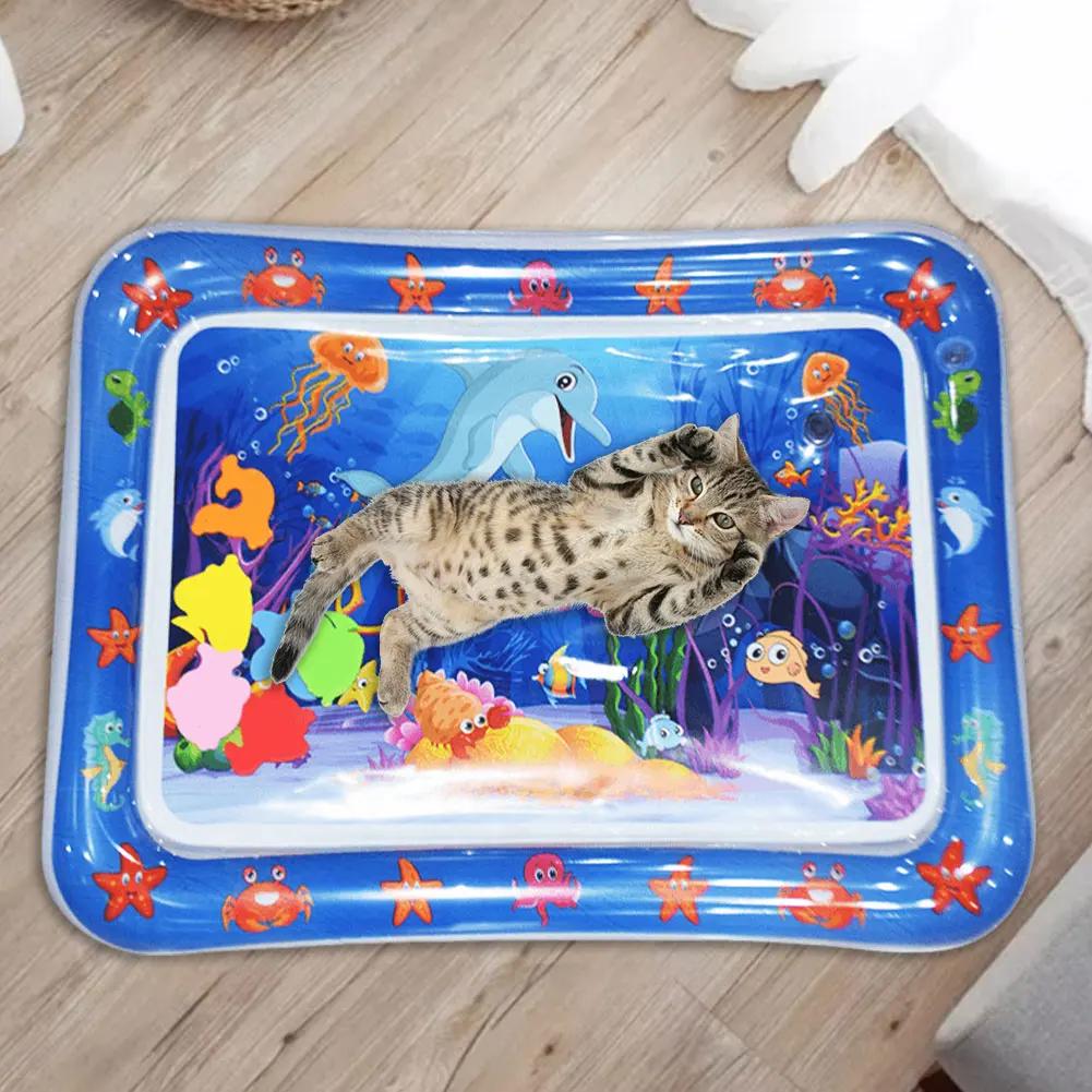 Water Sensor Play Mat for Cats Sensory Water Playmat Cat Toys Thickened Sleeping Water Pad ummer Dog Cooling Mat Pet Supplies