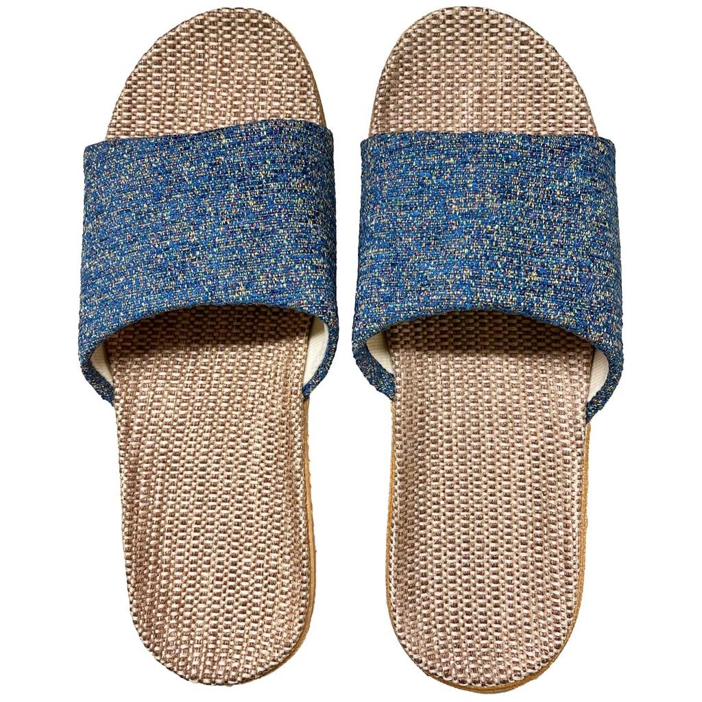KASSAI Linen Slippers of 4 1 1 (Set (2 Beige, Blue, Brown), 26.0 cm)