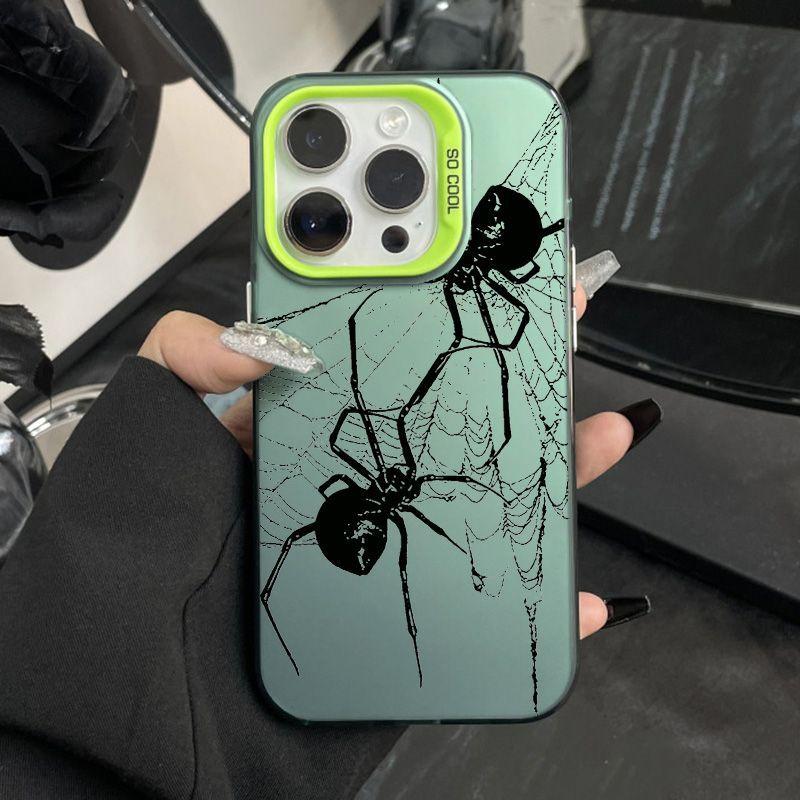 Black Spider Couple Phone Case Cover for Iphone 11 14 Pro Max XR 13 12 Pro X XS 15 Pro Max Shell Matte IMD Hard Armor Fundas