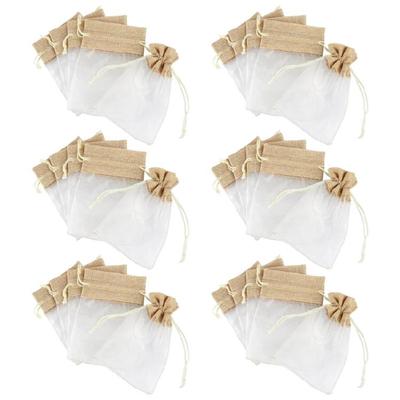 30pcs Sturdy Linen and Organza Fabric Bags with Drawstring Storage Bags for Jewelry Organization and Gifts Presentation