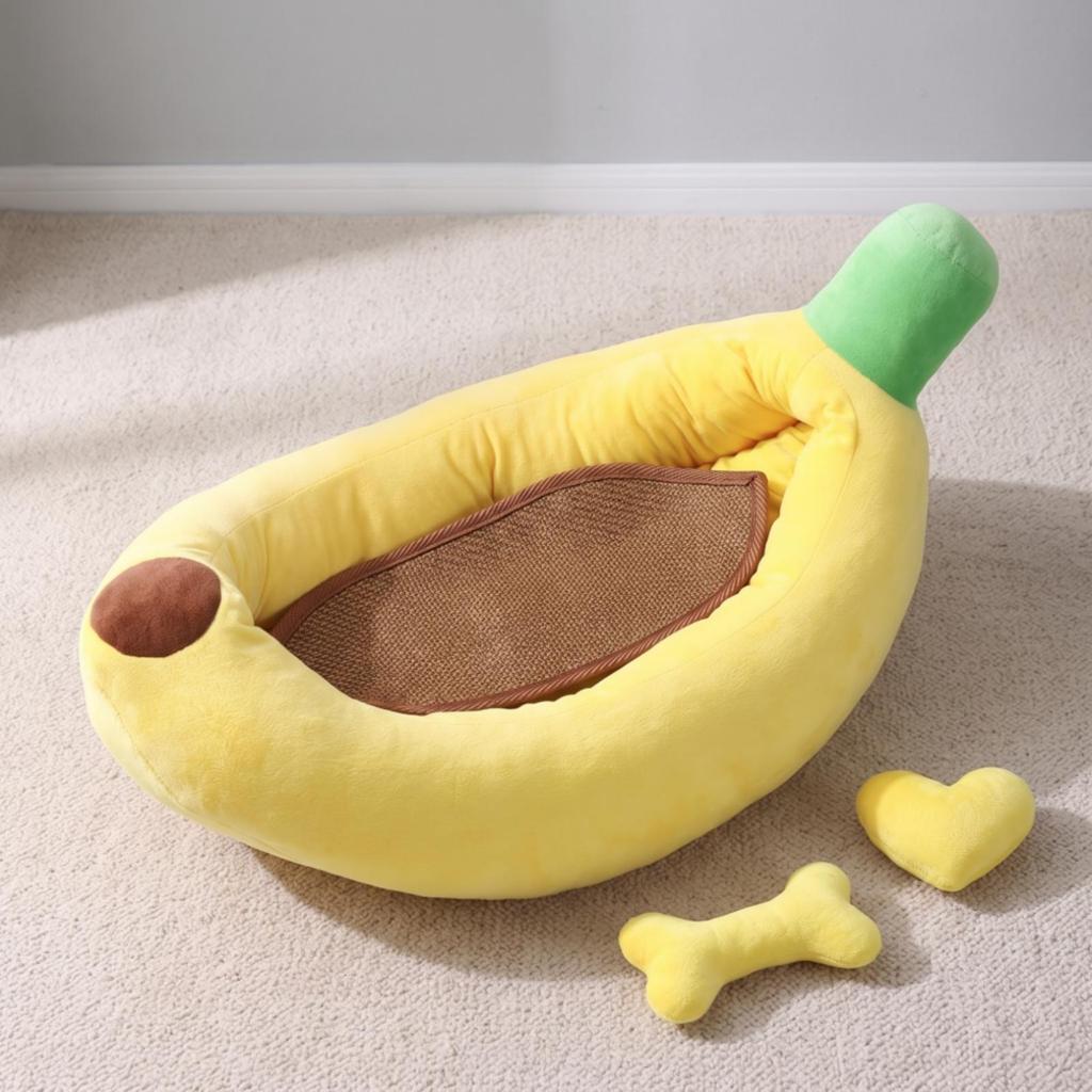 Banana Pet Bed Cute Nest with Cushions Ultra-Soft for Cats, Young Dogs