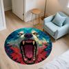 Roaring Wolf,Round Area Rug,Carpet Rug for Living Room Bedroom Sofa Playroom Decor,Non-slip Floor Mat
