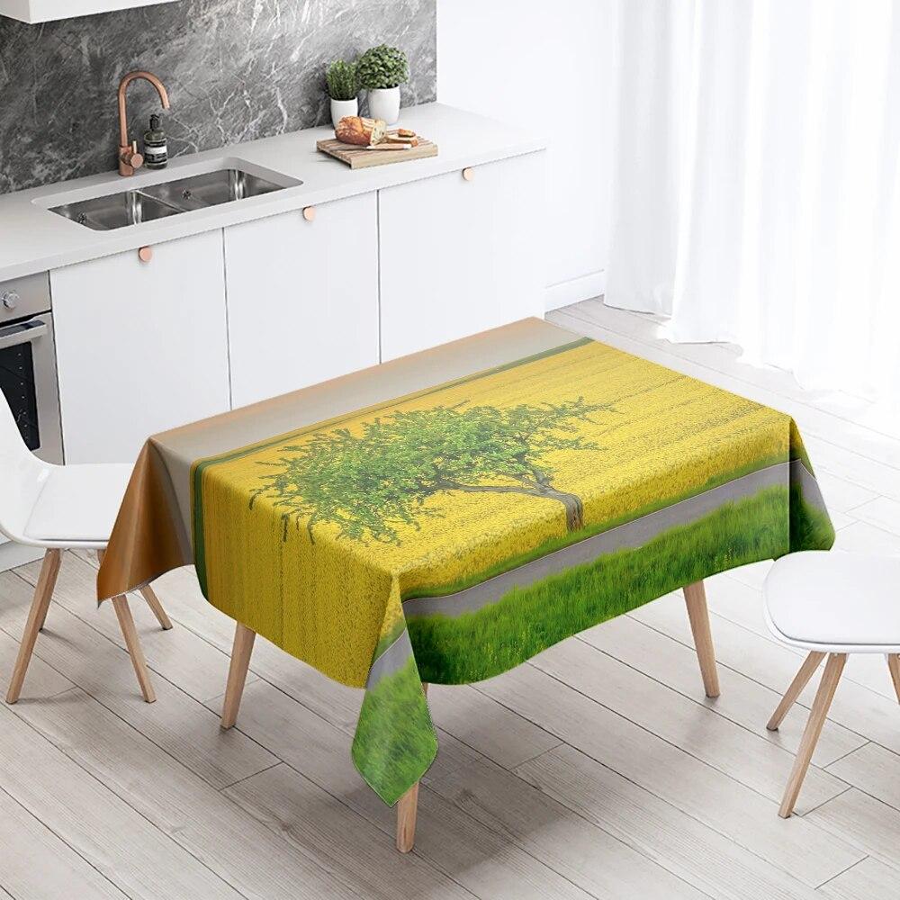 Yellow Floral Tablecloth Party Restaurant Banquet Decor Stain Resistant Waterproof  Home Table Decoration