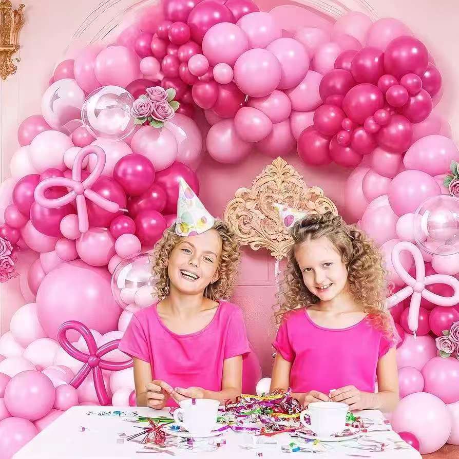 Pink White Bow Balloon Garland Arch Set Wedding Bride Engagement Bachelor Party Pink Rose Red