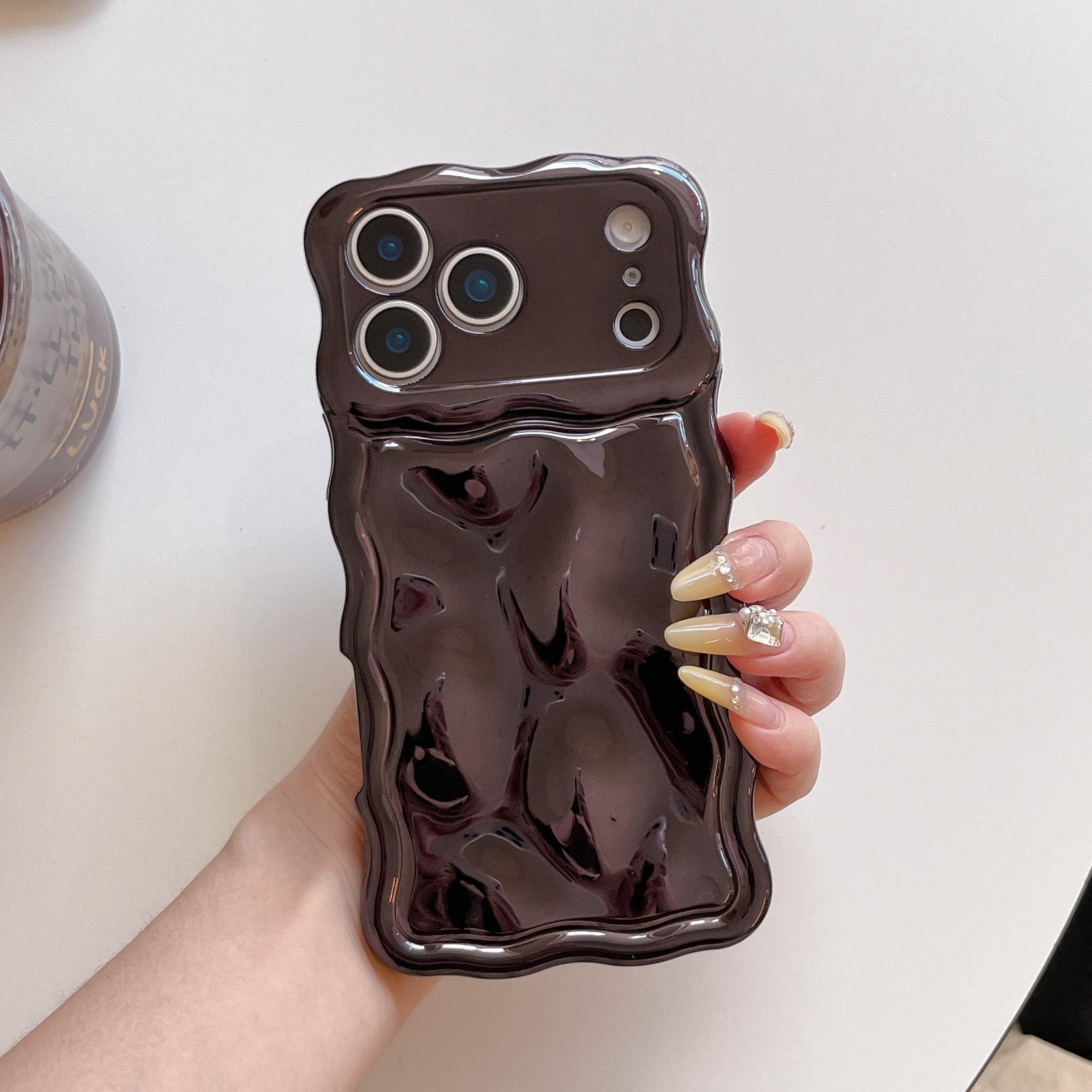 

Luxury Plating Wrinkle Wavy Curly Edge Phone Case For iPhone 17 16 15 12 13 14 Pro Max Plus 3D Unevenness Shockproof Matte Cover iPhone 13