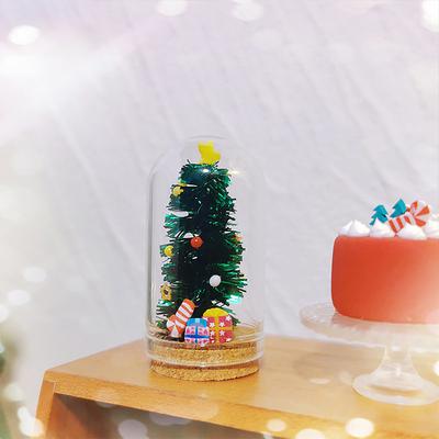 1:12 Dollhouse Miniature Glass Christmas Tree Glass Decoration Doll Christmas Bottle Model Toy Doll House Decor