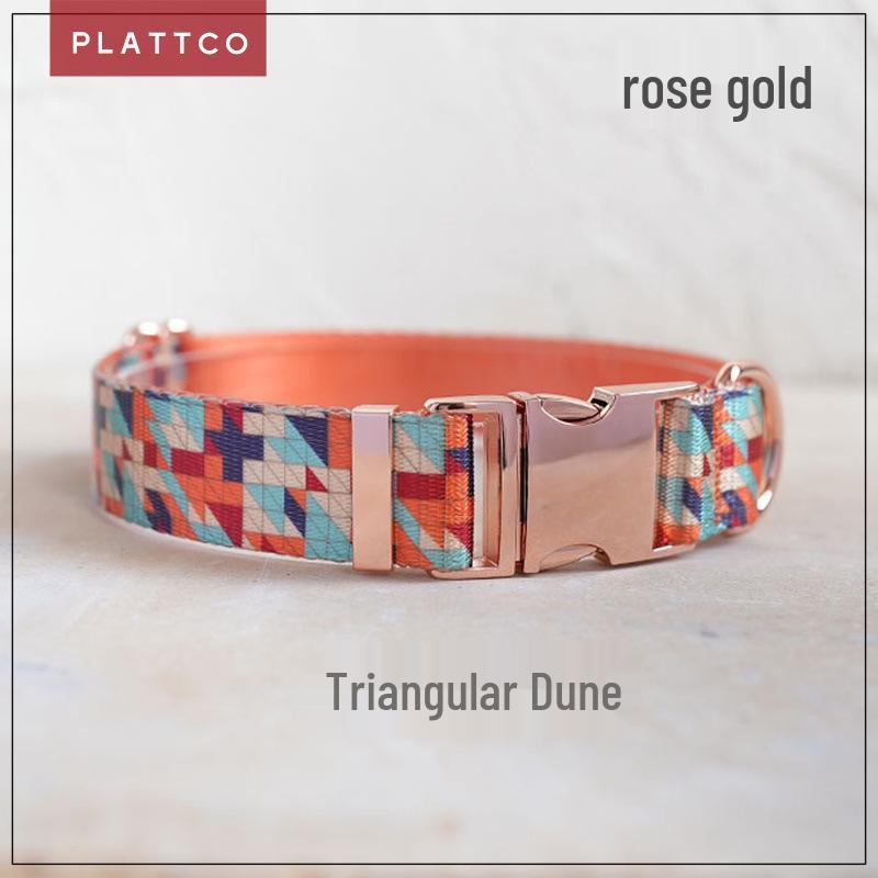 Triangle Dune Dog Collar with Engraved Metal Leash Ring (PDC310) Large: 2.5cm (49-55cm)