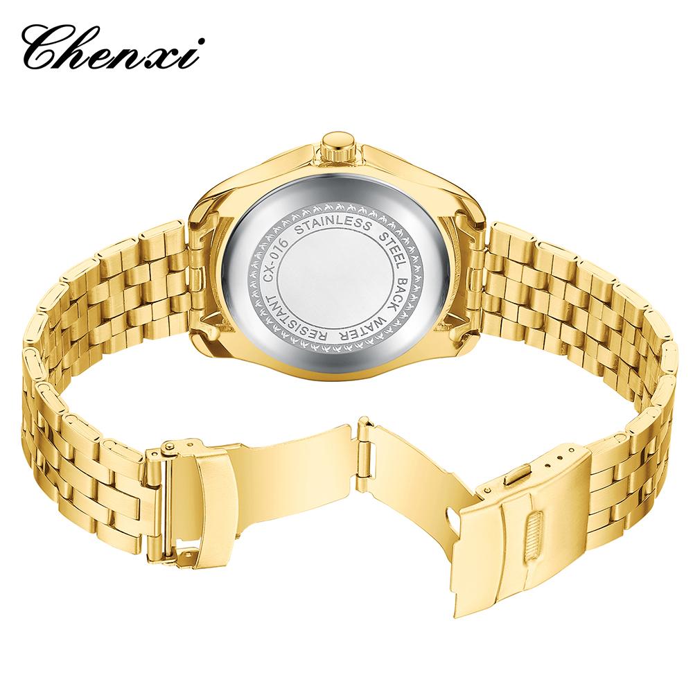Fashion Golden Business Men Watches Round Dial Calendar Display Men's Wristwatch Luminous Stainless Steel Band Man Watch CHENXI