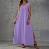 Women's Casual Sleeveless V-Neck Split Side Elegant Long Dresses