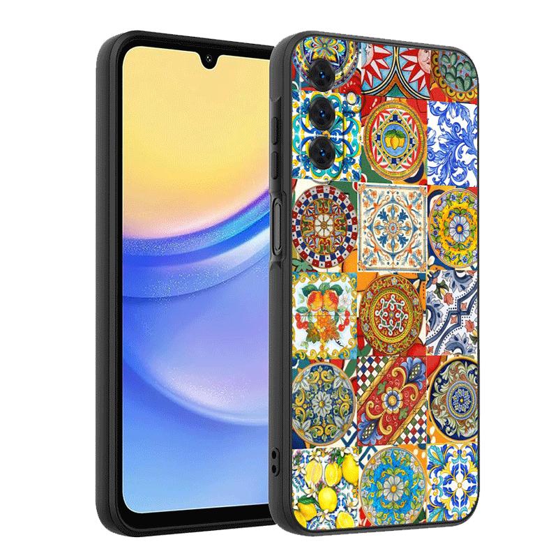Italian Sicilian Style Floral Pattern Soft Phone Case for Samsung A17 A37 A57 A16 A26 A36 A56 A15 A25 A35 A55 A14 A24 A34 A54 A1