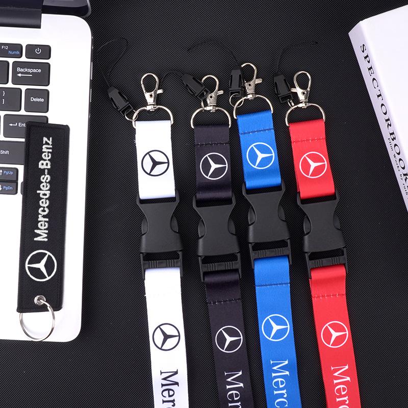 ZPU1  For Mercedes Benz A C E S G Class GLS W177 E300 GLC CLE CLA GLB New Neck Straps Lanyard Key Chain Work ID Card Hanging Rope Ring