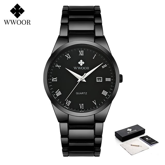 WWOOR Top Luxury Watch For Men 3ATM Waterproof Stainless Steel Date Clock Sport Men's Watch Quartz Wristwatch Relogio Masculino