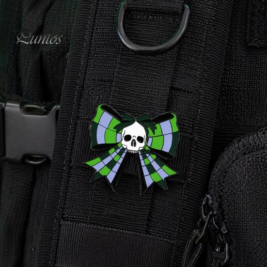 Halloween Costume Pin Brooch Pin, Enamel Skull Bow Design Brooch, Style Snap-On Cool Accessory Badge for Backpacks Collars Hats Holiday Decoration