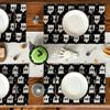 Black Stripes Ghost Boo Spooky Halloween Placemats Set of 4, 12x18 Inch Seasonal Vintage Table Mats for Party Kitchen Dining