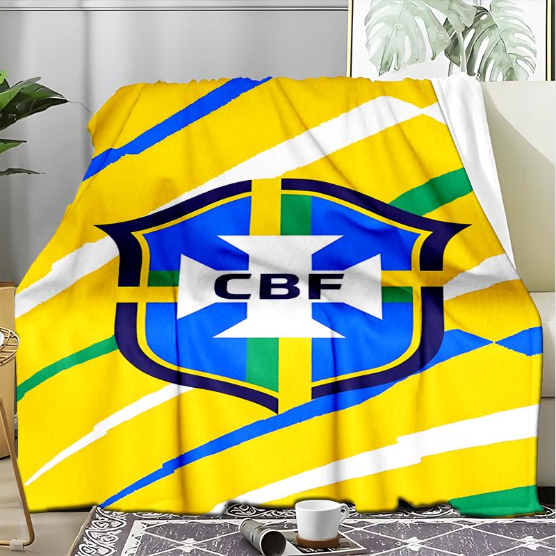 1PC Brazilian Football Federation Printed Soft Flannel Blanket Throw for Adult Bedroom Living Room Sofa Camping Travel Fan Gifts Christmas Gifts