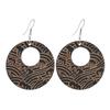 Retro style wood carved earrings niche design round earrings femininity literary earrings