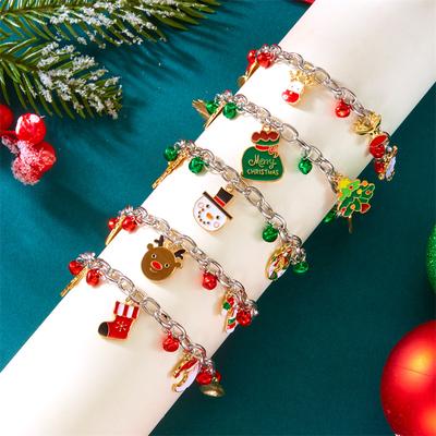 Trendy Handmade Christmas Metal Chain Bracelet for Women Exquisite Santa Claus Snowflake Elk Snowman Bracelet Friendship Jewelry