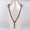 Matte Black Agate Alloy Compass Pendant Necklace - Classic Yoga Design